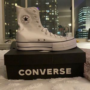 Hightop White Platform Converse
